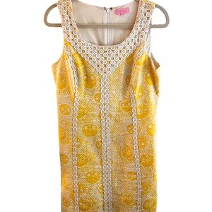 Lilly Pulitzer Yellow and White Patterned Mini Dress